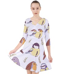 Birds Illustration T- Shirt Cute European Birds Illustration T- Shirt (1) Yoga Reflexion Pose T- Shirtyoga Reflexion Pose T- Shirt Quarter Sleeve Front Wrap Dress by hizuto