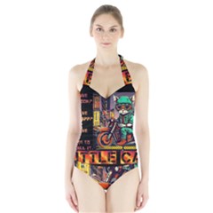 A Little Cat Halter Swimsuit by Internationalstore