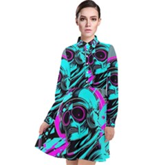 Aesthetic art  Long Sleeve Chiffon Shirt Dress