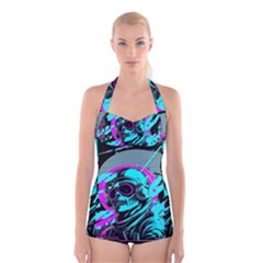 Aesthetic art  Boyleg Halter Swimsuit 