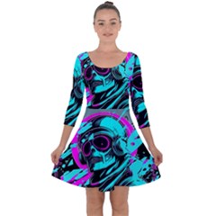 Aesthetic Art  Quarter Sleeve Skater Dress by Internationalstore