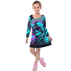 Aesthetic art  Kids  Long Sleeve Velvet Dress