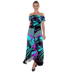 Aesthetic art  Off Shoulder Open Front Chiffon Dress