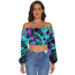 Aesthetic art  Long Sleeve Crinkled Weave Crop Top