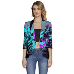 Aesthetic Art  Women s 3/4 Sleeve Ruffle Edge Open Front Jacket by Internationalstore