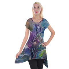 Abstract Blossoms  Short Sleeve Side Drop Tunic by Internationalstore