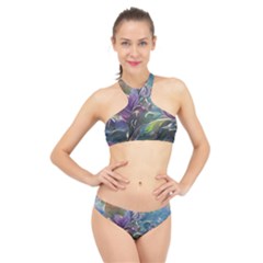 Abstract Blossoms  High Neck Bikini Set by Internationalstore