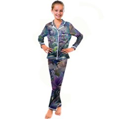 Abstract Blossoms  Kids  Satin Long Sleeve Pajamas Set by Internationalstore