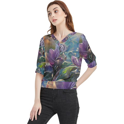 Abstract Blossoms  Quarter Sleeve Blouse by Internationalstore