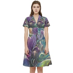 Abstract Blossoms  Short Sleeve Waist Detail Dress by Internationalstore