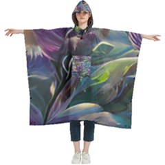 Abstract Blossoms  Women s Hooded Rain Ponchos