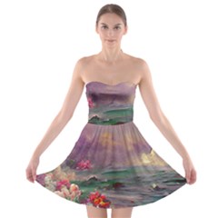 Abstract Flowers  Strapless Bra Top Dress by Internationalstore