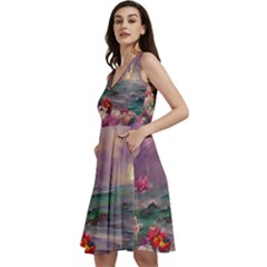 Abstract Flowers  Sleeveless V-neck Skater Dress With Pockets by Internationalstore