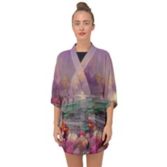 Abstract Flowers  Half Sleeve Chiffon Kimono by Internationalstore