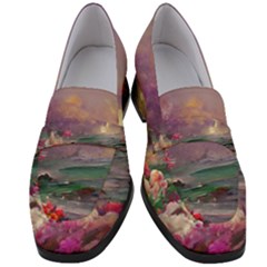 Abstract Flowers  Women s Chunky Heel Loafers by Internationalstore