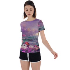 Abstract Flowers  Back Circle Cutout Sports T-shirt by Internationalstore