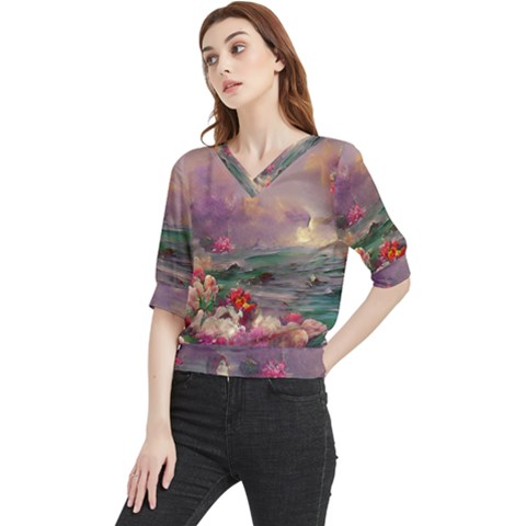 Abstract Flowers  Quarter Sleeve Blouse by Internationalstore