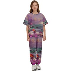 Abstract Flowers  Kids  T-shirt And Pants Sports Set by Internationalstore