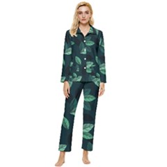 Foliage Womens  Long Sleeve Velvet Pocket Pajamas Set