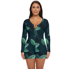 Foliage Long Sleeve Boyleg Swimsuit