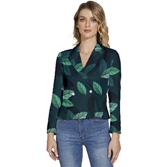 Foliage Women s Long Sleeve Revers Collar Cropped Jacket