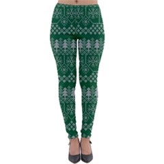 Christmas Knit Digital Lightweight Velour Leggings by Mariart