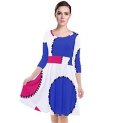 Circles Seamless Pattern Tileable Quarter Sleeve Waist Band Dress