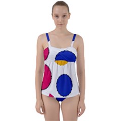 Circles Seamless Pattern Tileable Twist Front Tankini Set