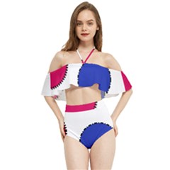 Circles Seamless Pattern Tileable Halter Flowy Bikini Set 