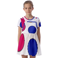 Circles Seamless Pattern Tileable Kids  Short Sleeve Pinafore Style Dress