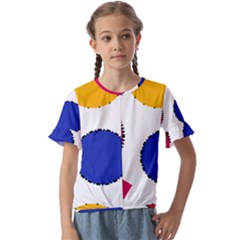 Circles Seamless Pattern Tileable Kids  Cuff Sleeve Scrunch Bottom T-shirt