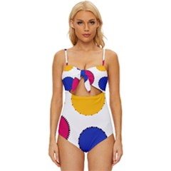 Circles Seamless Pattern Tileable Knot Front One-piece Swimsuit
