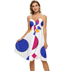 Circles Seamless Pattern Tileable Sleeveless Tie Front Chiffon Dress