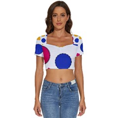 Circles Seamless Pattern Tileable Short Sleeve Square Neckline Crop Top 