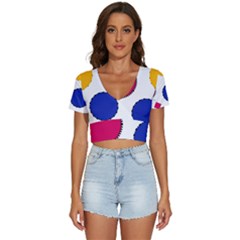 Circles Seamless Pattern Tileable V-neck Crop Top