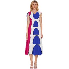 Circles Seamless Pattern Tileable V-neck Drawstring Shoulder Sleeveless Maxi Dress