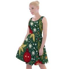 Christmas Pattern Knee Length Skater Dress by Valentinaart