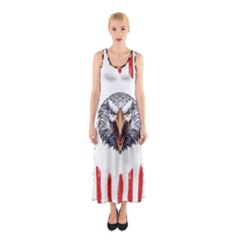 Usa Soccer T- Shirt U S A Patriotic American Flag Soccer Ball Football T- Shirt (1) Sleeveless Maxi Dress by ZUXUMI