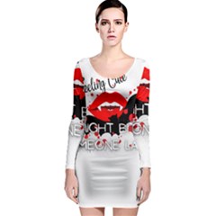 Vampire T- Shirt Feeling Cute Might Bite Someone Later T- Shirt Long Sleeve Bodycon Dress by ZUXUMI