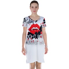 Vampire T- Shirt Feeling Cute Might Bite Someone Later T- Shirt Short Sleeve Nightdress by ZUXUMI