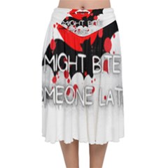 Vampire T- Shirt Feeling Cute Might Bite Someone Later T- Shirt Velvet Flared Midi Skirt