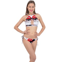 Vampire T- Shirt Feeling Cute Might Bite Someone Later T- Shirt Cross Front Halter Bikini Set by ZUXUMI