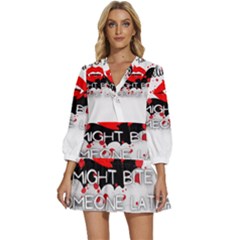 Vampire T- Shirt Feeling Cute Might Bite Someone Later T- Shirt V-neck Placket Mini Dress by ZUXUMI