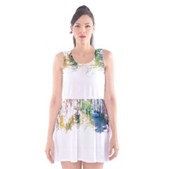 Venice T- Shirt Venice Voyage Art Digital Painting Watercolor Discovery T- Shirt (1) Scoop Neck Skater Dress by ZUXUMI