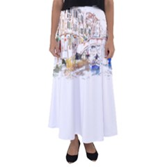 Venice T- Shirt Venice Voyage Art Digital Painting Watercolor Discovery T- Shirt (3) Flared Maxi Skirt by ZUXUMI