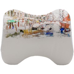 Venice T- Shirt Venice Voyage Art Digital Painting Watercolor Discovery T- Shirt (3) Head Support Cushion by ZUXUMI