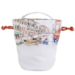 Venice T- Shirt Venice Voyage Art Digital Painting Watercolor Discovery T- Shirt (3) Drawstring Bucket Bag by ZUXUMI