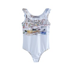 Venice T- Shirt Venice Voyage Art Digital Painting Watercolor Discovery T- Shirt (3) Kids  Frill Swimsuit by ZUXUMI