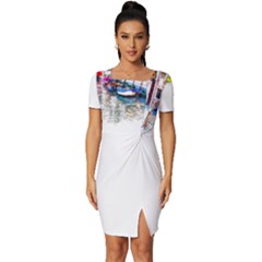 Venice T- Shirt Venice Voyage Art Digital Painting Watercolor Discovery T- Shirt (4) Fitted Knot Split End Bodycon Dress