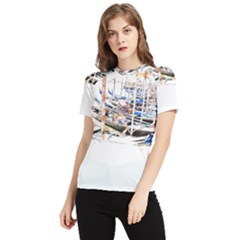 Venice T- Shirt Venice Voyage Art Digital Painting Watercolor Discovery T- Shirt (5) Women s Short Sleeve Rash Guard by ZUXUMI